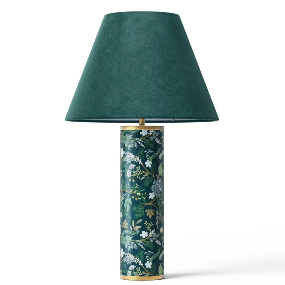 Rifle Paper Co. x Target Floral Lamp w/ Empire Velvet Shade, Juniper Forest NWT